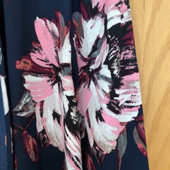 Maurices Kimono Long Shrug Jacket Semi Sheer Floral Navy Pink White 2X XXL - Picture 4 of 8